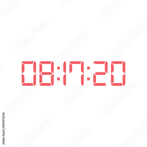 LED digital clock number for counter or calculator mockup design