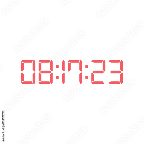 LED digital clock number for counter or calculator mockup design