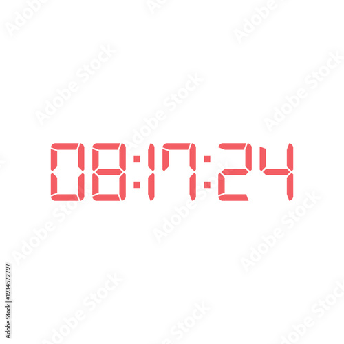 LED digital clock number for counter or calculator mockup design