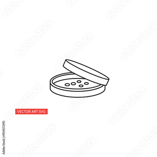 Scientific Petri Dish with Bacteria Culture Outline Vector Illustration