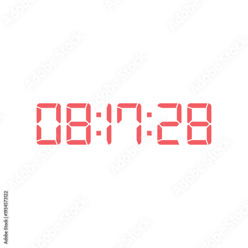 LED digital clock number for counter or calculator mockup design