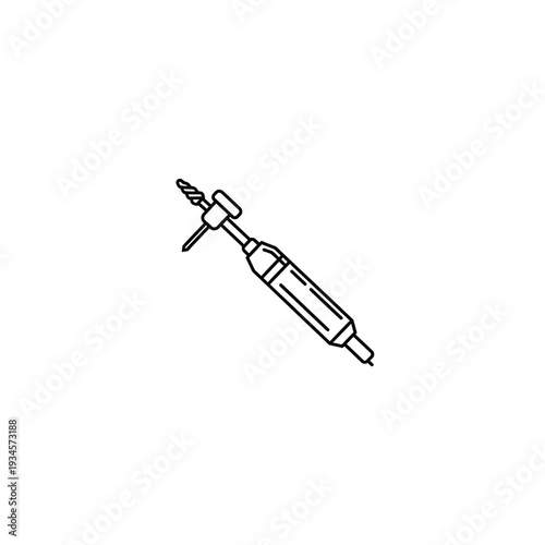 Professional Dental Handpiece Tool Line Art Illustration