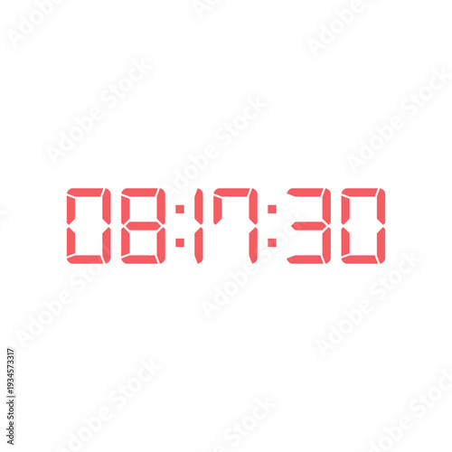 LED digital clock number for counter or calculator mockup design