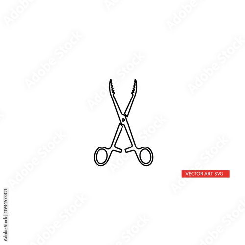 Surgical Forceps Medical Instrument Outline Vector Illustration
