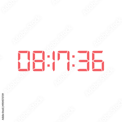 LED digital clock number for counter or calculator mockup design