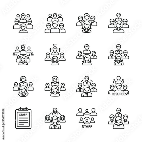 People avatar line icons. Vector illustration included icon as man, female, muslim, senior, adult and young human outline pictogram for user profile