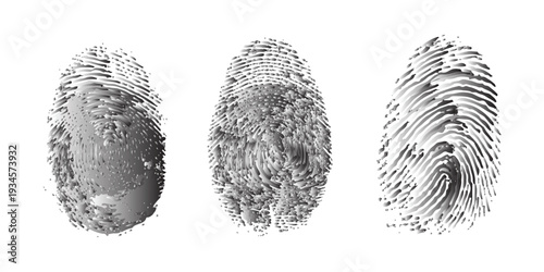 A comparison of three different fingerprint impressions showing variations in quality from smudged to clear
