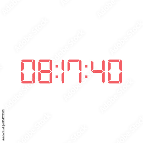 LED digital clock number for counter or calculator mockup design