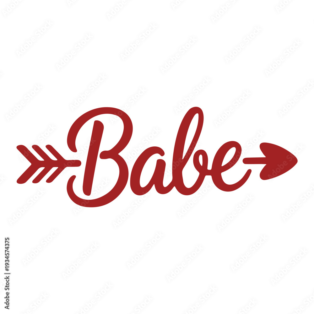 Fototapeta premium A minimalist vector graphic illustration of the word 'Babe' with an arrow design