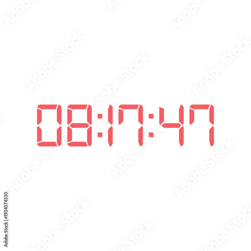LED digital clock number for counter or calculator mockup design