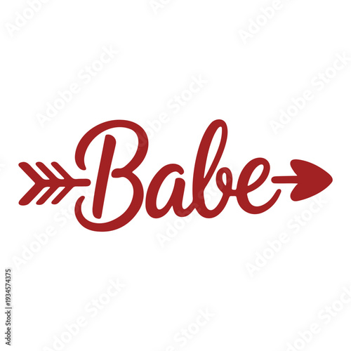 A minimalist vector graphic illustration of the word 'Babe' with an arrow design