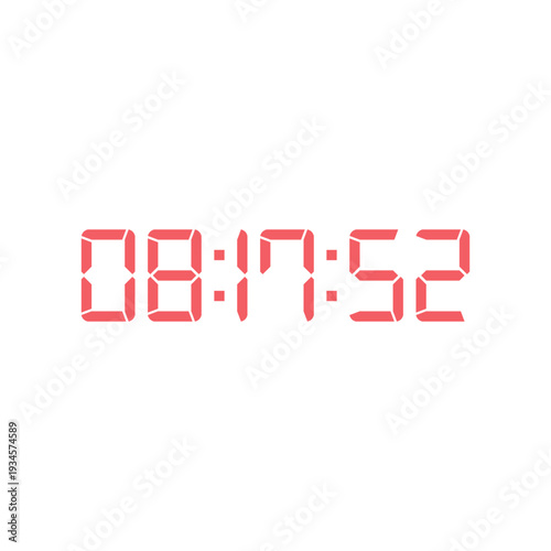 LED digital clock number for counter or calculator mockup design