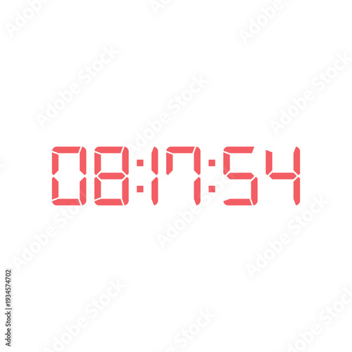 LED digital clock number for counter or calculator mockup design