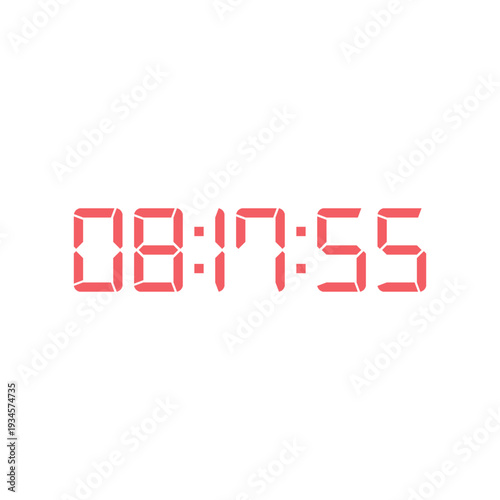 LED digital clock number for counter or calculator mockup design