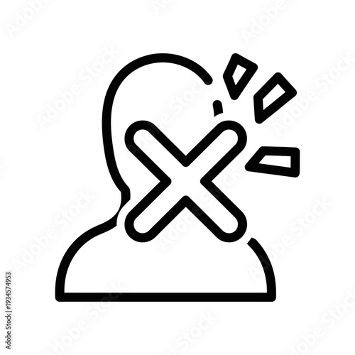 Person with Shattered Face and X Mark, Broken Identity Concept