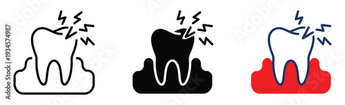 Wisdom teeth icon representing dental and stomatology concept, impacted tooth sign vector set graphics with editable stroke linear icons for oral health, dentistry, and professional design 