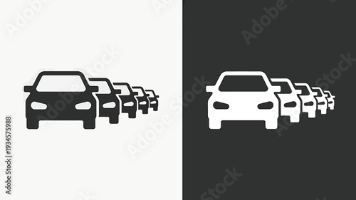 Traffic congestion with cars in a queue on the road