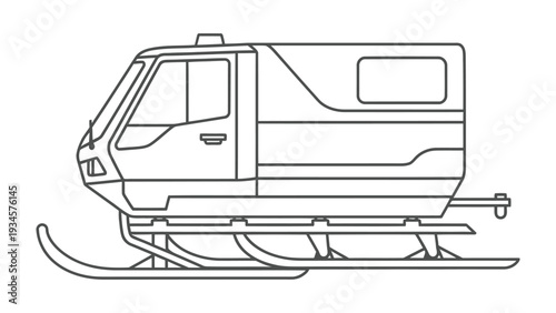 Ski Vehicle in Motion: A sleek, modern ski vehicle gracefully navigates a snow-covered terrain, a symbol of winter travel and exploration.