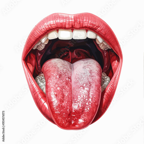 Detailed 3D Medical Render Illustrating Human Mouth and Tongue Anatomy with Realistic Studio Lighting