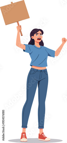 donna che protesta manifestazione riunione politica azione vettoriale