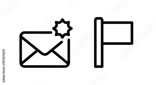 Email notification and goal flag icons representing digital communication and achievement in business or marketing