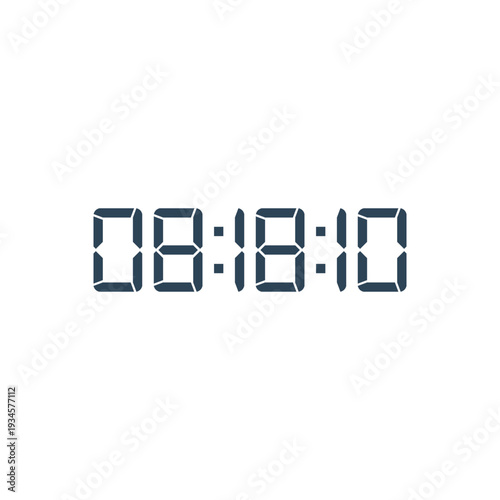 LED digital clock number for counter or calculator mockup design