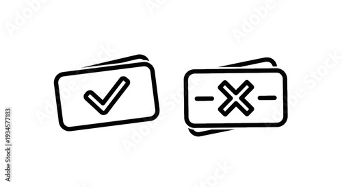 Checkmark and Cross Icons: Approved and Rejected Status Symbols