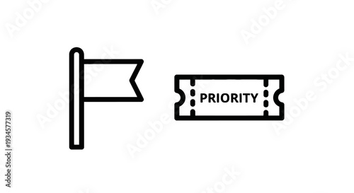 Priority Flag and Ticket Icon: Symbolizing Urgency, Importance, and Special Access in Project Management and Task Prioritization