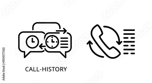 Call History and Phone Log Icons: Tracking Communication Records, Time Stamps, and Call Activity for Contact Management