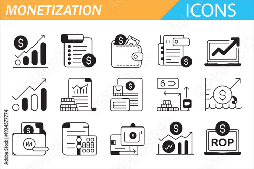 Banking Investment and Payment Systems Line Icon Set