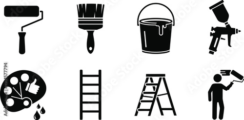 Icon bundle for painting and decorating tools and equipment