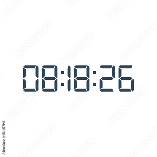 LED digital clock number for counter or calculator mockup design