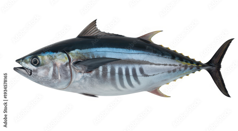 Fototapeta premium Bluefin tuna fish on white background seafood ocean
