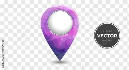 Stylish purple geometric map marker icon for location-based services.