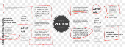 Vector template featuring placeholder text with red annotations.
