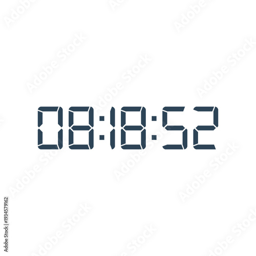 LED digital clock number for counter or calculator mockup design