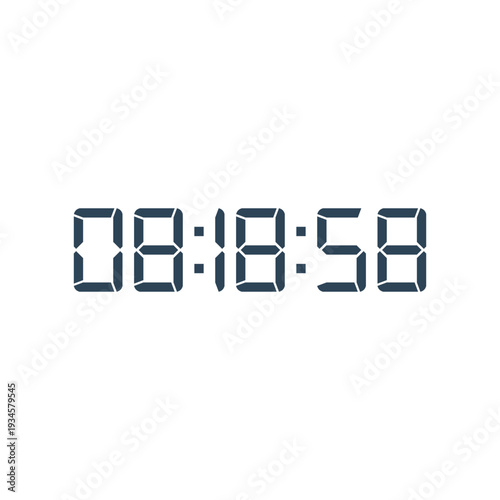 LED digital clock number for counter or calculator mockup design