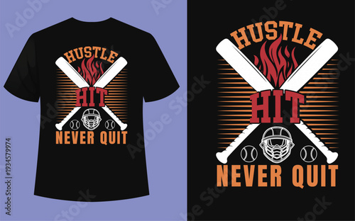 Black t-shirt with baseball bats and motivational text