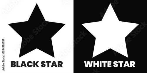 Black star and white star icons on contrasting backgrounds