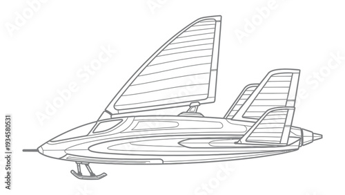 Futuristic Air Vehicle Concept: An abstract design showcases an innovative air vehicle, illustrating sleek lines and a visionary approach to future transport.