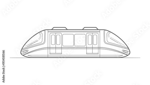 Futuristic Train Silhouette: A sleek, minimalist illustration showcases a futuristic train design, exuding speed and modern transport. 