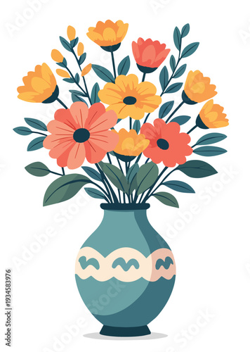 vaso di fiori misti vettoriale	
