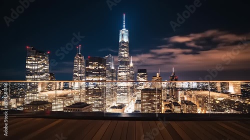 New York City Skyline at Night Time Lapse.