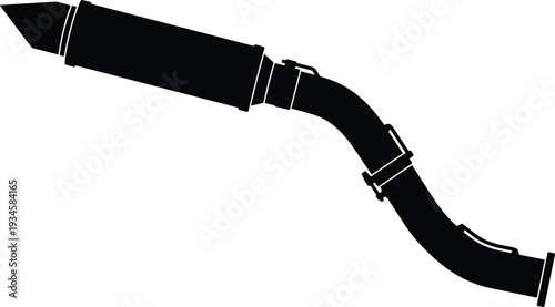 Industrial Piping Silhouette Illustration Vector Featuring Tubing Segments, Connectors, Flange Mounting Plate, Mechanical Component Icon, and Marketplace Success for Creative Projects