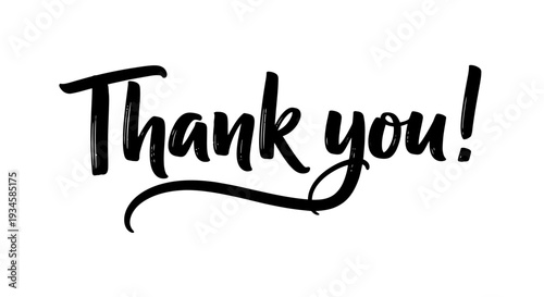 Simple Thank You Calligraphy Script on an Isolated White Background