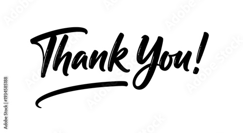Bold Thank You Lettering with Underline on an Isolated White Background