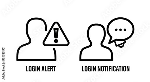 Login Alert and Notification Icons for User Account Security