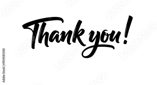 Thank You Calligraphy Lettering, Simple Bold Script Design on Isolated White Background