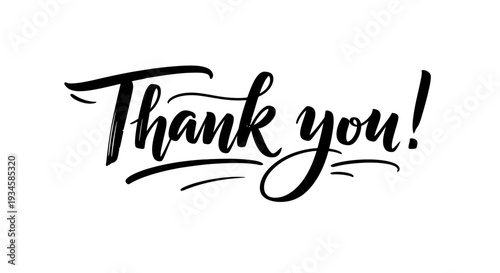 Thank You Calligraphy Lettering with Underline, Modern Script Design on Isolated White Background