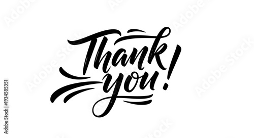 Thank You Calligraphy Lettering, Bold Energetic Script with Underline on Isolated White Background